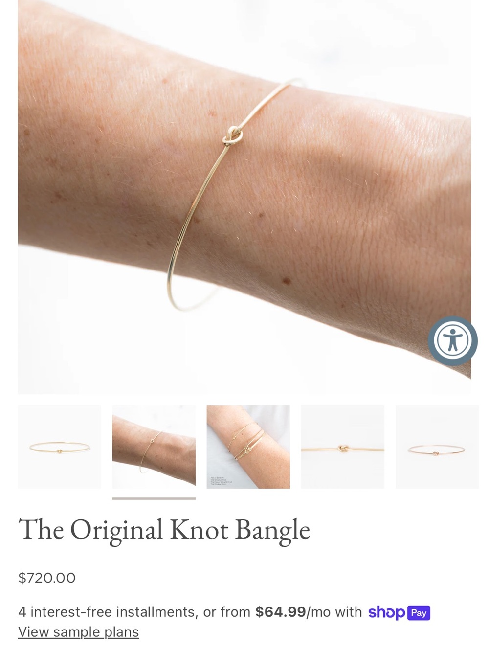 Yearly Co. Original Knot Bangle Thin Gold - Picture 4 of 4